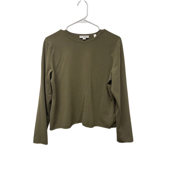 Vince Women's Clean Fit Crewneck long sleeve cropped top oak moss size XL - Picture 1 of 6